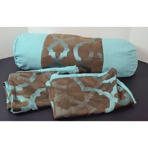 Living Colors Full Size Comforter Pillow Shams Decorative Pillow Brown Aqua